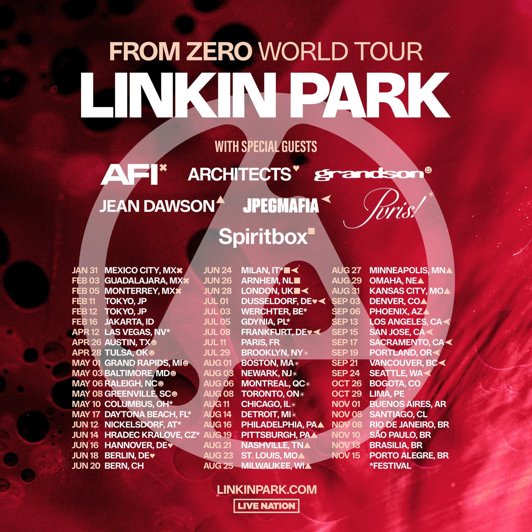 Linkin Park - From Zero Tour - Zénith de Nantes - Vendredi 26 juin 2026 à 20h